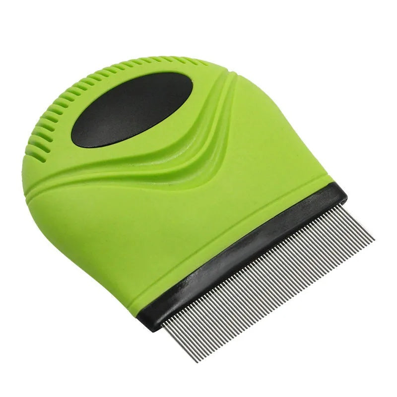 Pet Life 'Grazer' Handheld Flea & Tick Comb for Cats & Dogs – Stainless Steel Travel Grooming Tool with Rubberized Grip