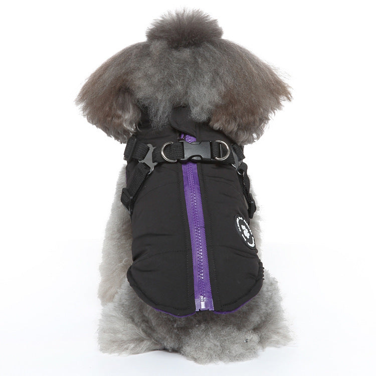 Chest Strap Jacket Cotton-Padded Coat for Dogs – Warm Winter Pet Clothing, Adjustable Harness Style Coat XS-2XL