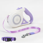 Dog Leash Retractable with Collar & Spotlight – Automatic Pet Traction Rope for Small & Medium Dogs, Adjustable Length