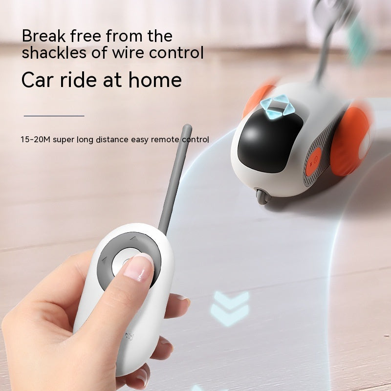 Remote Control Interactive Cat Car Toy – USB Rechargeable Smart Self-Moving Chasing Toy with Obstacle Avoidance