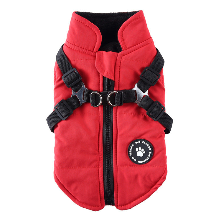 Chest Strap Jacket Cotton-Padded Coat for Dogs – Warm Winter Pet Clothing, Adjustable Harness Style Coat XS-2XL
